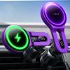 imageLISEN for 15W MagSafe Car Mount Charger Safer ampamp Faster Vent Magnetic Wireless Car Charger Car Vent Phone Mount Charger Fits iPhone 16 Pro Max Plus 15 14 13 12 Samsung with MagSafe Case BlackPurple