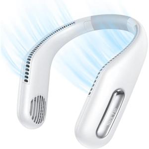imageLISEN Hands Free Bladeless Fan Cool Breeze Anywhere PortableNeckFan 3 Speeds Adjustment 360 Cooling Wearable Personal Fan Rechargeable Headphone Design USB Powered