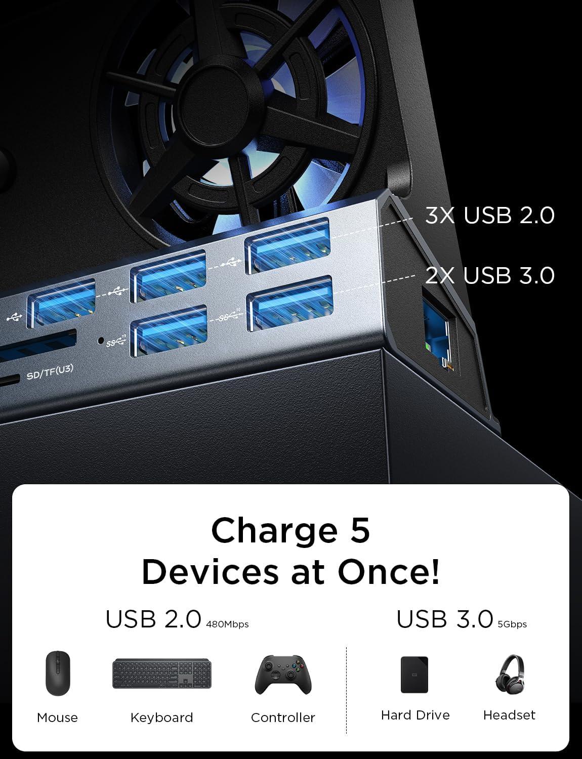 imageLISEN 10IN1 Docking Station for Steam Deck OLEDampampROG Ally XampampLegion Go Dual Cooling Fan 5 USB Ports and 4K60Hz 100W Charging Port Support ROG Ally 30W Mode Gigabit Ethernet Fit for Steam Deck OLED