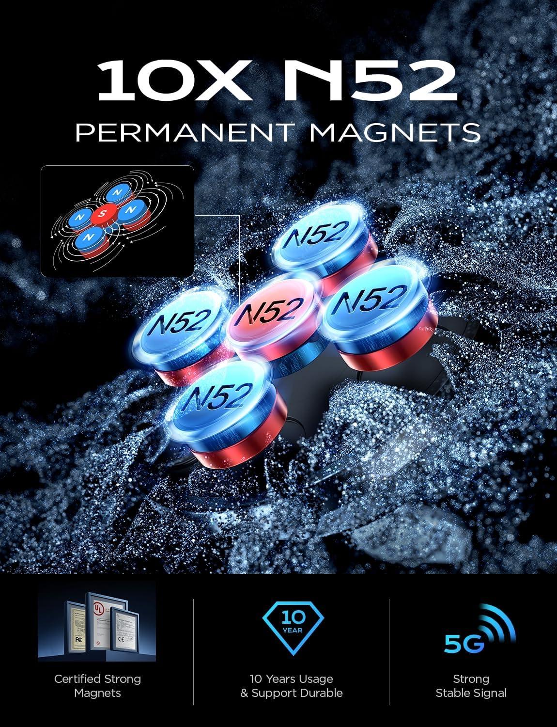 imageLISEN 2 Pack Magnetic Phone Holder for car Magnet car Mount for Cell Phone 10X Strong Magnets 360 Rotation Phone Holder for car Dashboard Mount fit for iPhone Samsung Google All Smartphones