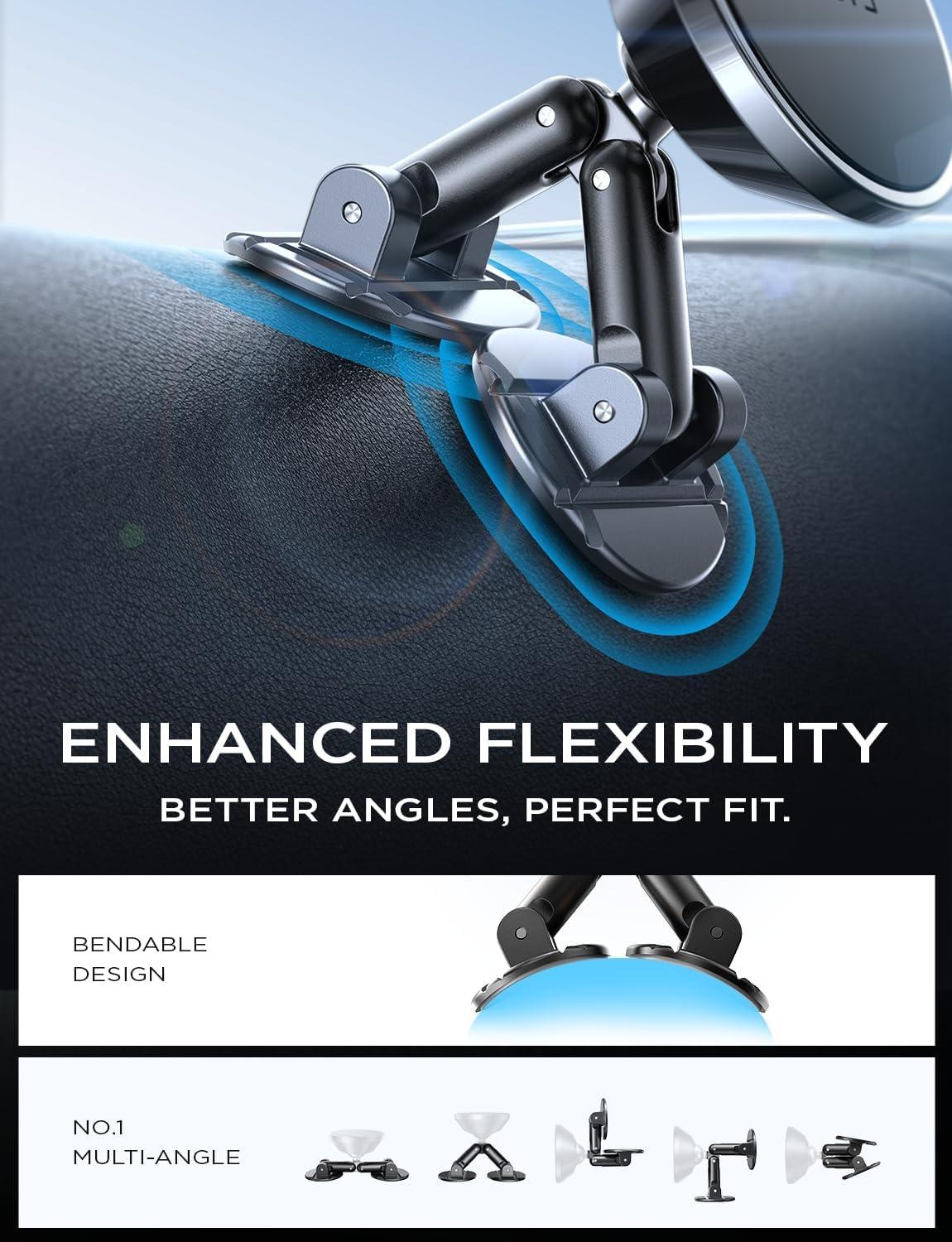 imageLISEN 2 Pack Magnetic Phone Holder for car Magnet car Mount for Cell Phone 10X Strong Magnets 360 Rotation Phone Holder for car Dashboard Mount fit for iPhone Samsung Google All Smartphones