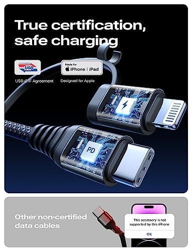 imageLISEN 2 Pack iPhone Charger Fast Charging Cord 2in16ft 30W USB C to Lightning Cable 24A USB to Lightning Cable for iPhone 14 Pro Max Plus 13 Pro1211XRS876 Air Pods ProWhite