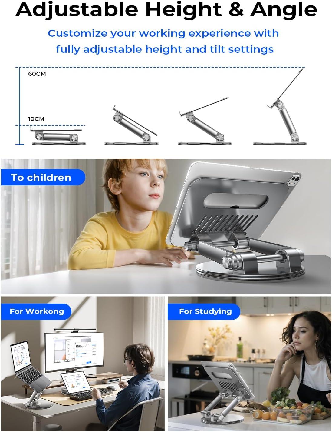 imageLISEN Adjustable Laptop Stand 360 Rotating Ergonomic Foldable ampamp Portable Computer Stand for Collaborative Work  Fits MacBookAll Laptops up to 16 inches