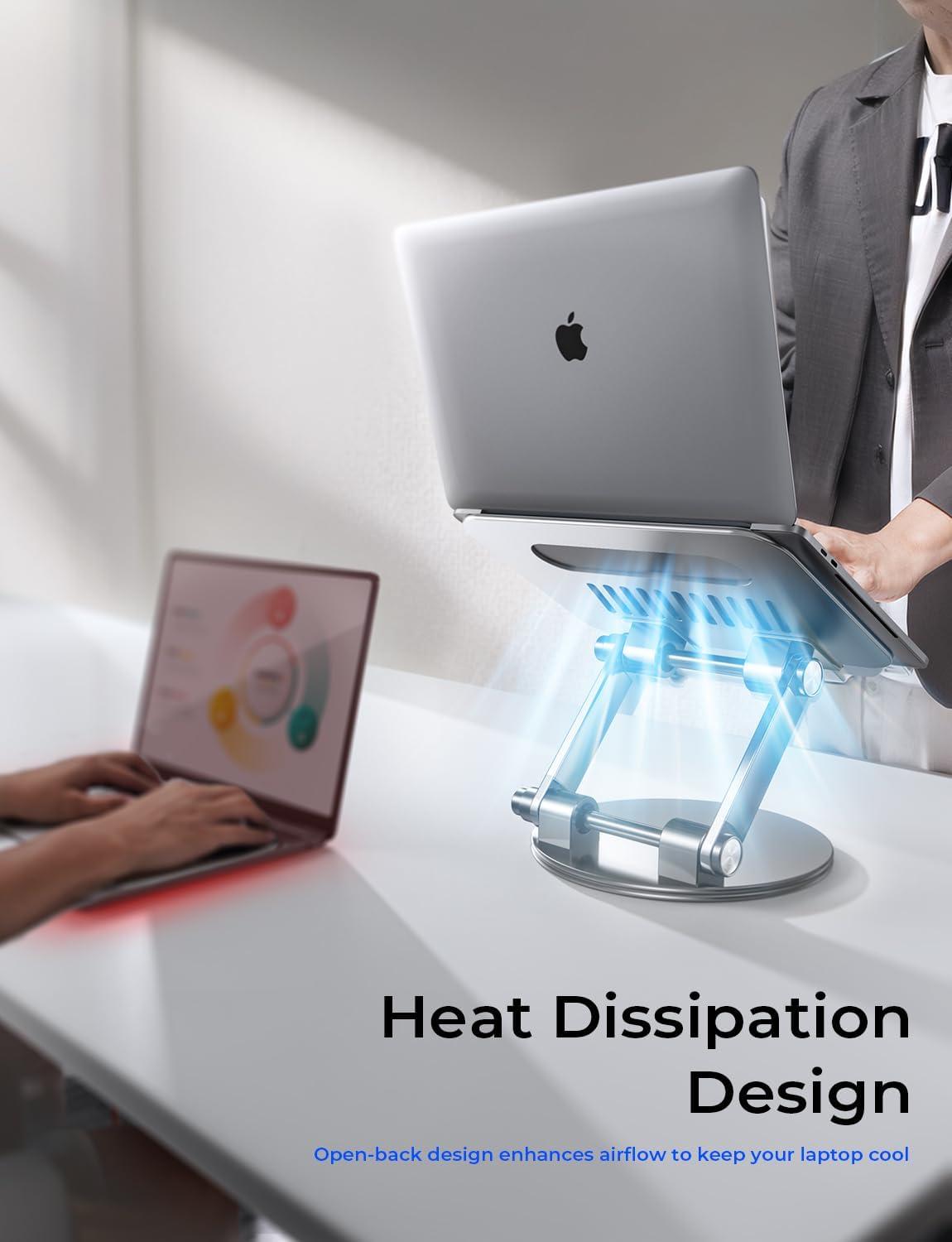 imageLISEN Adjustable Laptop Stand 360 Rotating Ergonomic Foldable ampamp Portable Computer Stand for Collaborative Work  Fits MacBookAll Laptops up to 16 inches