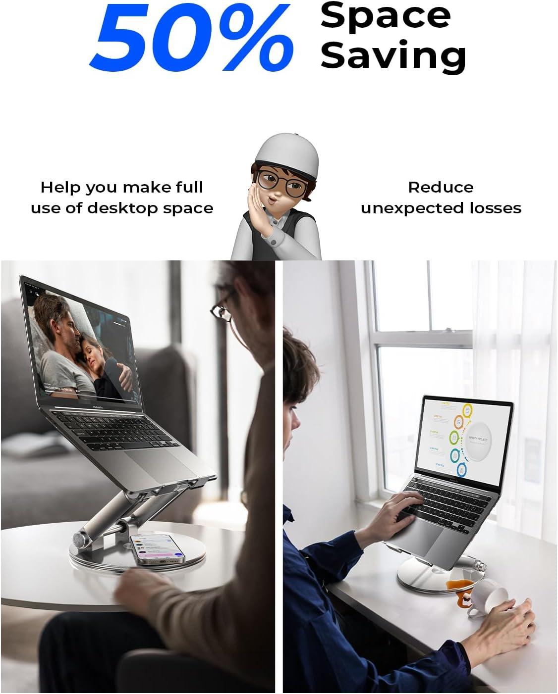 imageLISEN Adjustable Laptop Stand 360 Rotating Ergonomic Foldable ampamp Portable Computer Stand for Collaborative Work  Fits MacBookAll Laptops up to 16 inches