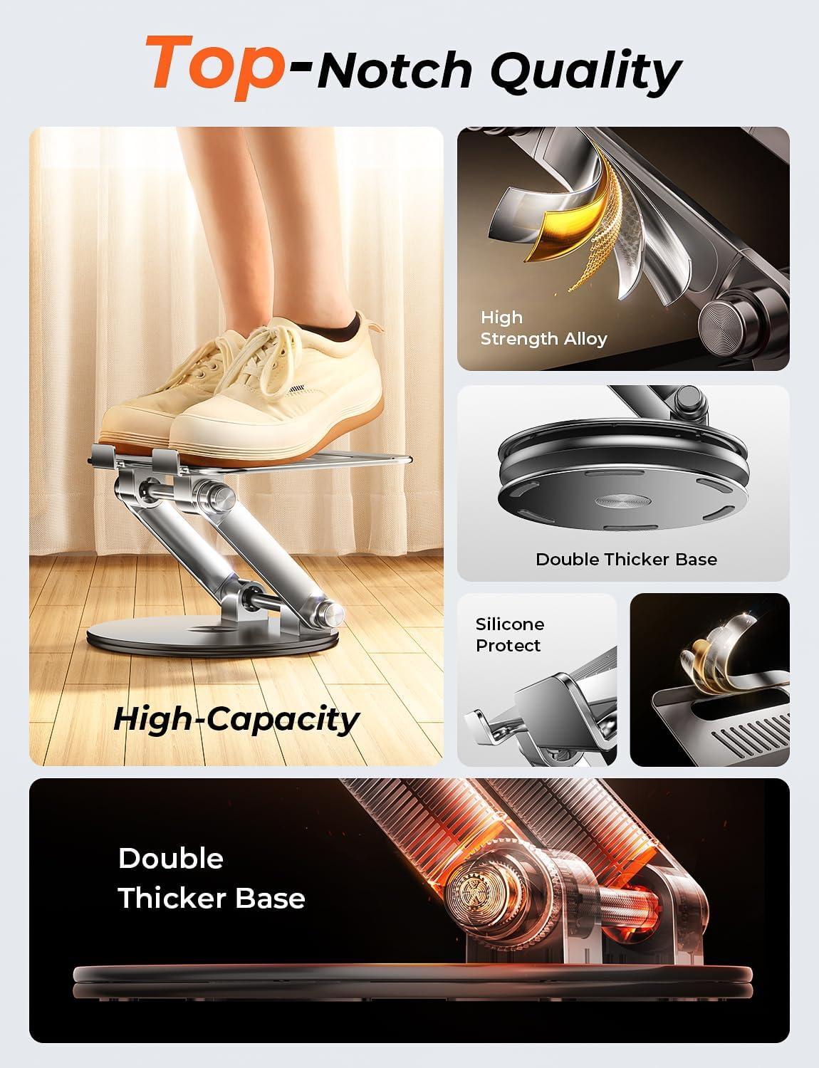 imageLISEN Adjustable Laptop Stand 360 Rotating Ergonomic Foldable ampamp Portable Computer Stand for Collaborative Work  Fits MacBookAll Laptops up to 16 inches