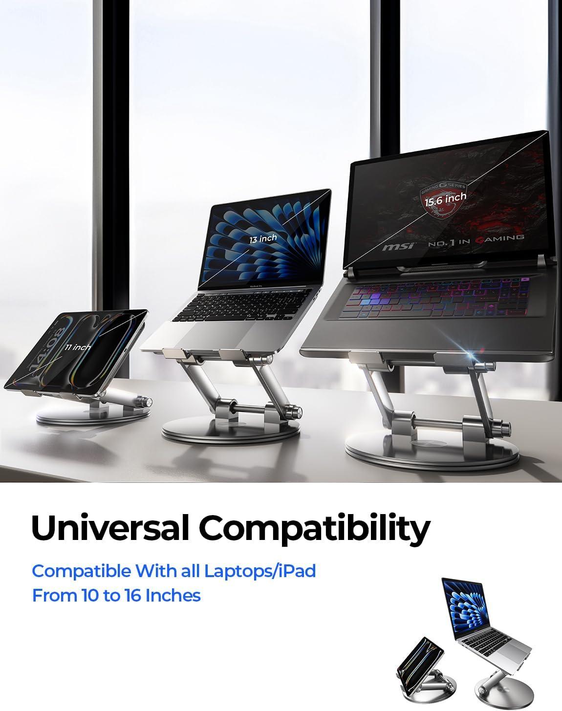 imageLISEN Adjustable Laptop Stand 360 Rotating Ergonomic Foldable ampamp Portable Computer Stand for Collaborative Work  Fits MacBookAll Laptops up to 16 inches