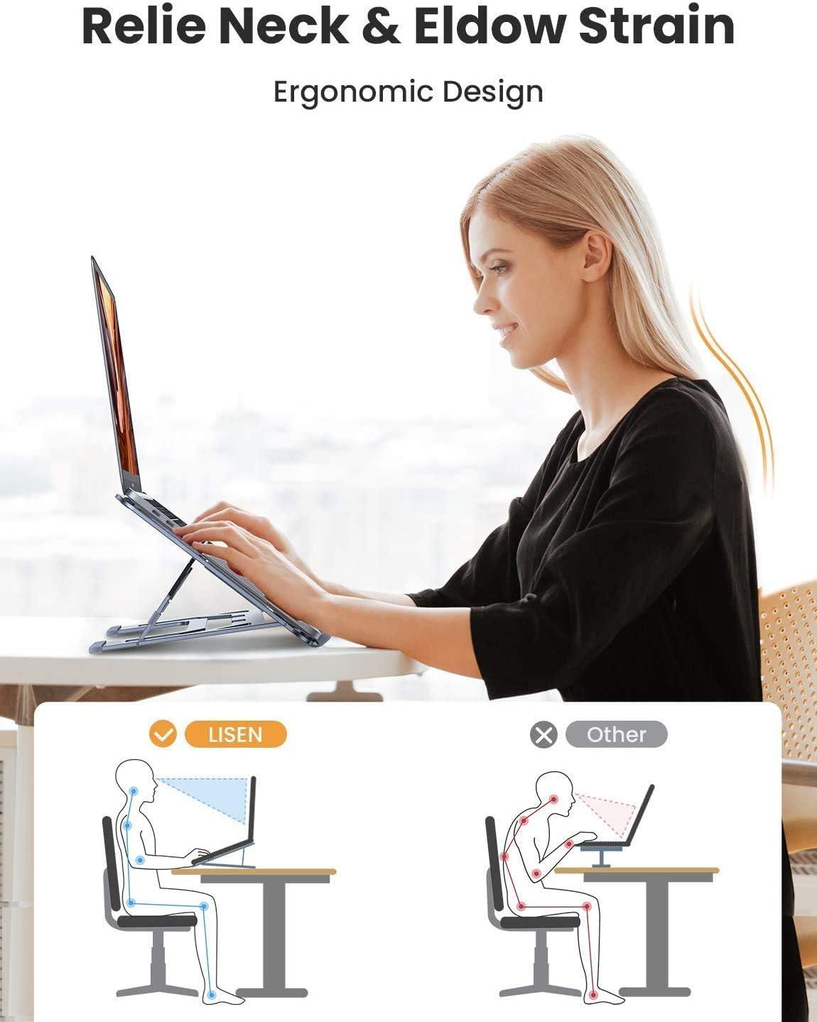 imageLISEN Adjustable Laptop Stand for Desk Laptop Stand Riser