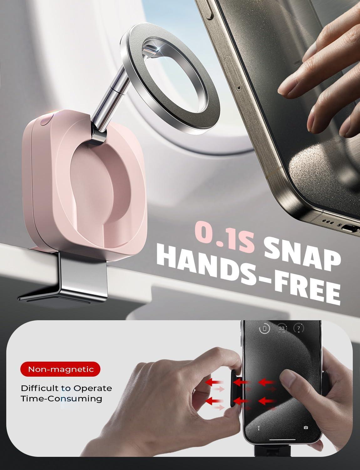 imageLISEN Airplane Travel Essentials for Women Phone Holder Baby Long Flight Essentials Must Haves Handsfree for MagSafe Mini Luggage Travel Accessories Beach Vacation Cruise Essentials 2025 Desk Mount30 Magnetspink
