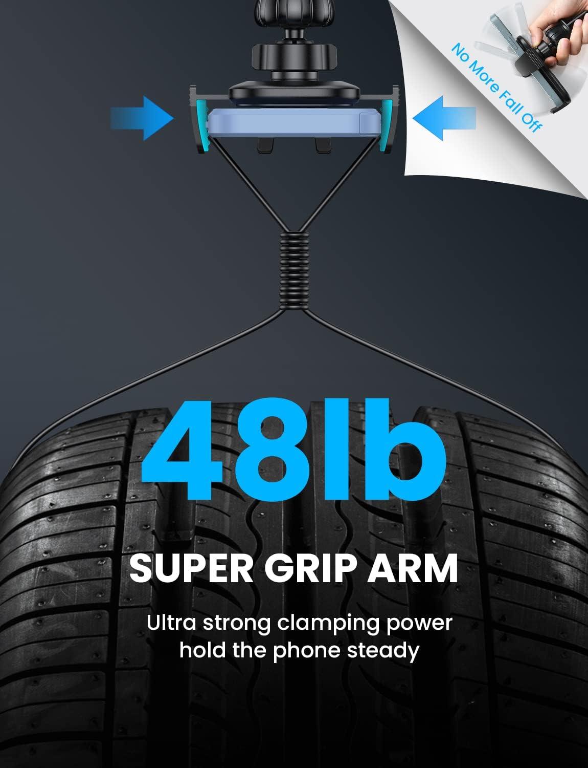 imageLISEN Car Phone Holder Mount 2024 Upgraded Car Vent Phone Mount with Metal Air Vent Clip Never Rupture Hands Free Cell Phone Holder Mount for Car Compatible for iPhone 16 Pro Max 15 14 Samsung