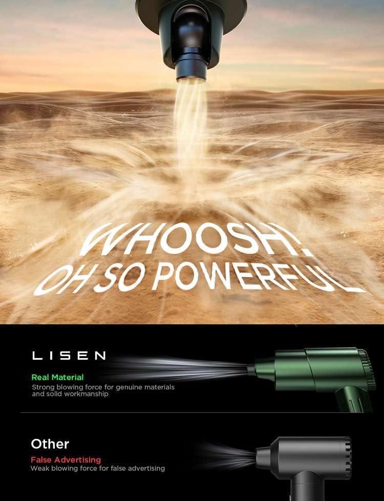 imageLISEN Electric Air Duster  90000RPM Compressed Air Duster Replacement for Compressed Air Can Duster for Dust Off Remover Rechargeable Air Blower Keyboard Laptop Computer PC Cleaner Duster