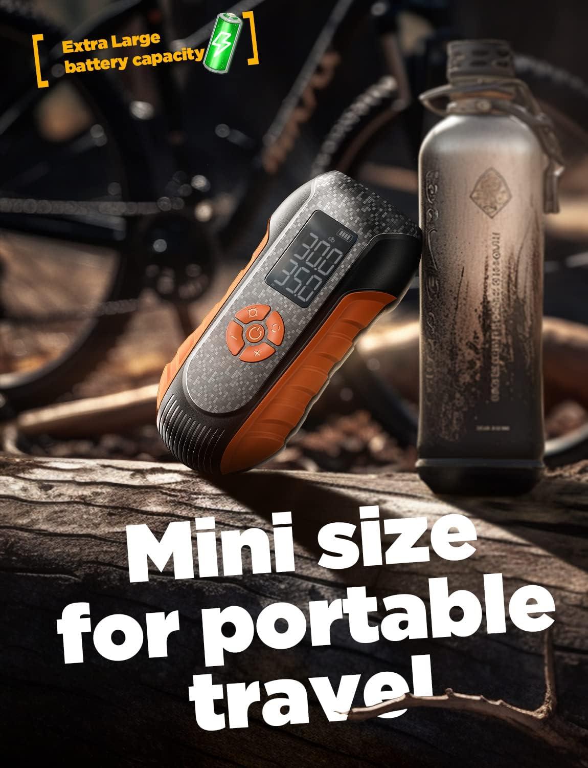 imageLISEN Electric Bike Pump 150PSI Cordless Tire Inflator with PrestaSchrader Valve Portable Air Compressor for BicycleMotorcycleCarBalls Auto ShutOff ampamp Power BankFlashlight Electric Ball Pump