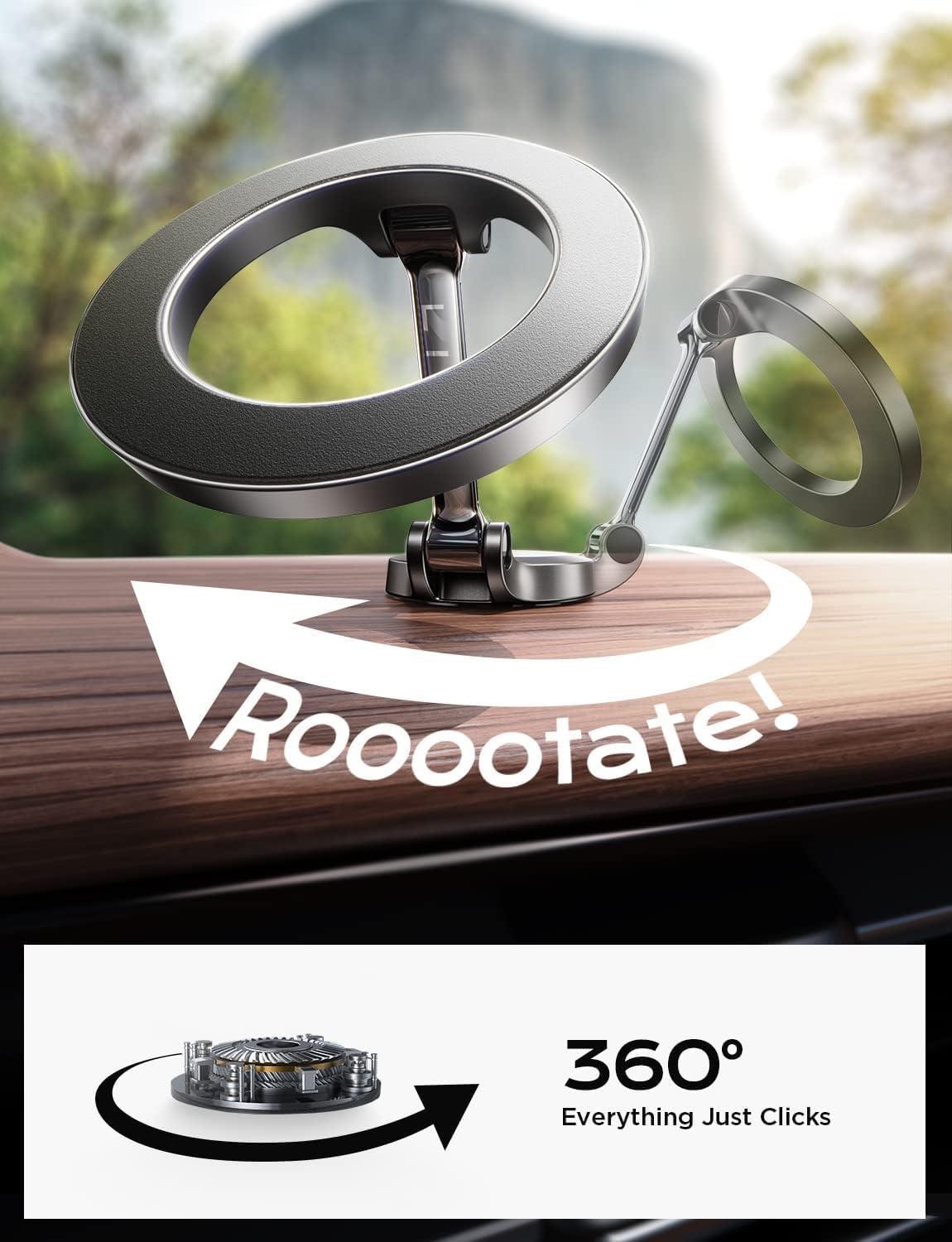 imageLISEN Gold Magnetic Phone Car Mount 20 Strong Magnets Fits iPhone 14 Zinc Alloy Body Nano 3M Adhesive Upgrade MultiAdjustment 1 Year Warranty