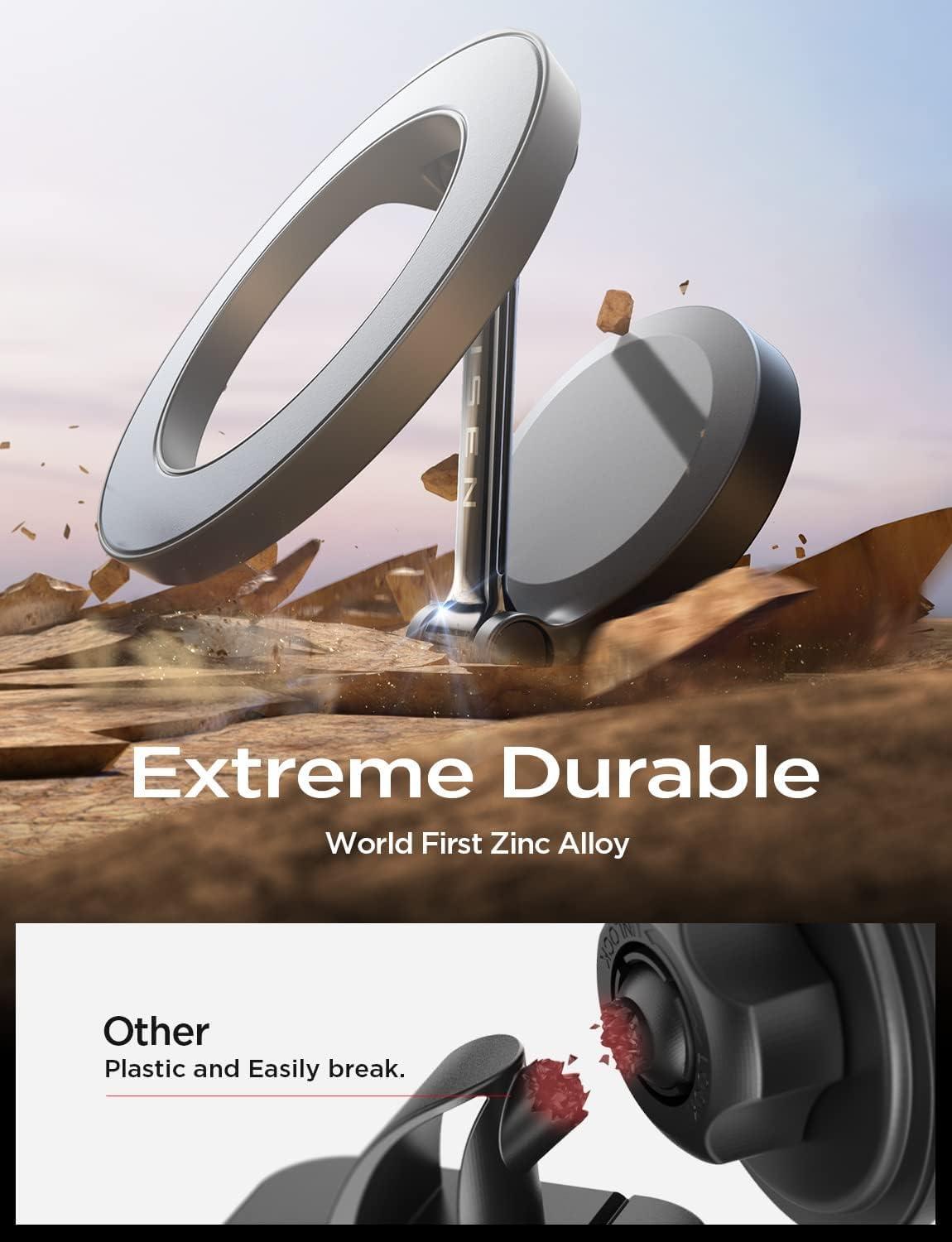 imageLISEN Gold Magnetic Phone Car Mount 20 Strong Magnets Fits iPhone 14 Zinc Alloy Body Nano 3M Adhesive Upgrade MultiAdjustment 1 Year Warranty