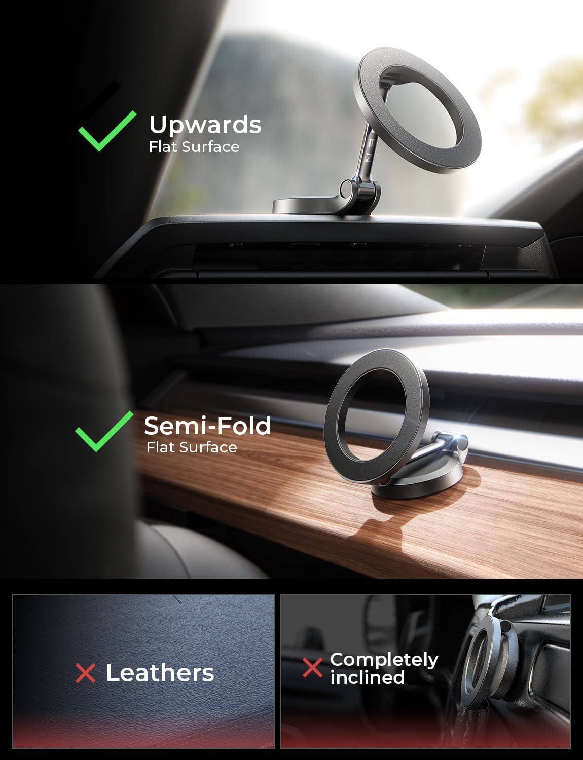 imageLISEN Gold Magnetic Phone Car Mount 20 Strong Magnets Fits iPhone 14 Zinc Alloy Body Nano 3M Adhesive Upgrade MultiAdjustment 1 Year Warranty