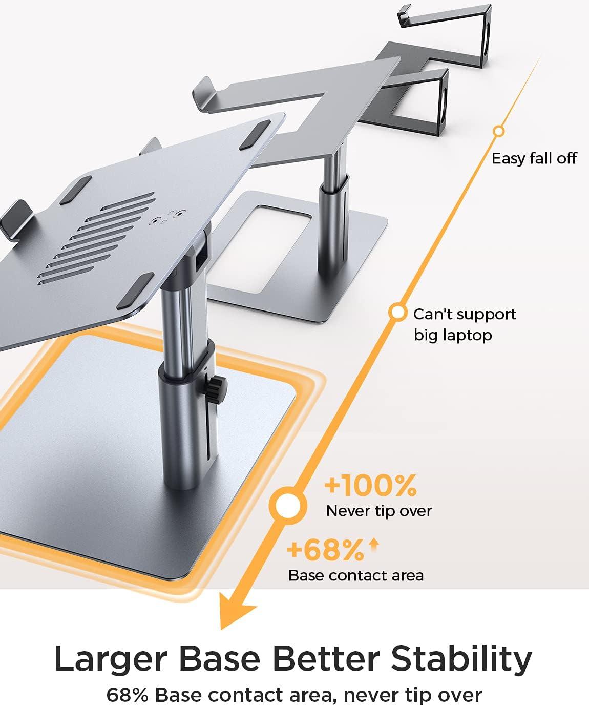imageLISEN Laptop Stand Ergonomic Adjustable Aluminum Laptop Riser Computer Stand for Desk Ergonomic Height Angle Notebook Stand Mount Compatible with MacBook Air Pro Dell XPS iPad Pro 1017 Laptops