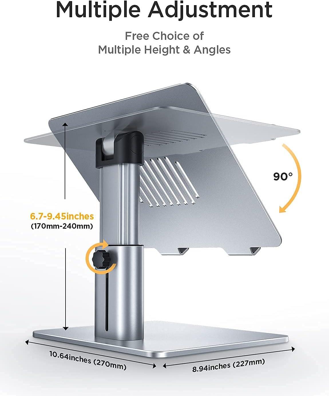 imageLISEN Laptop Stand Ergonomic Adjustable Aluminum Laptop Riser Computer Stand for Desk Ergonomic Height Angle Notebook Stand Mount Compatible with MacBook Air Pro Dell XPS iPad Pro 1017 Laptops
