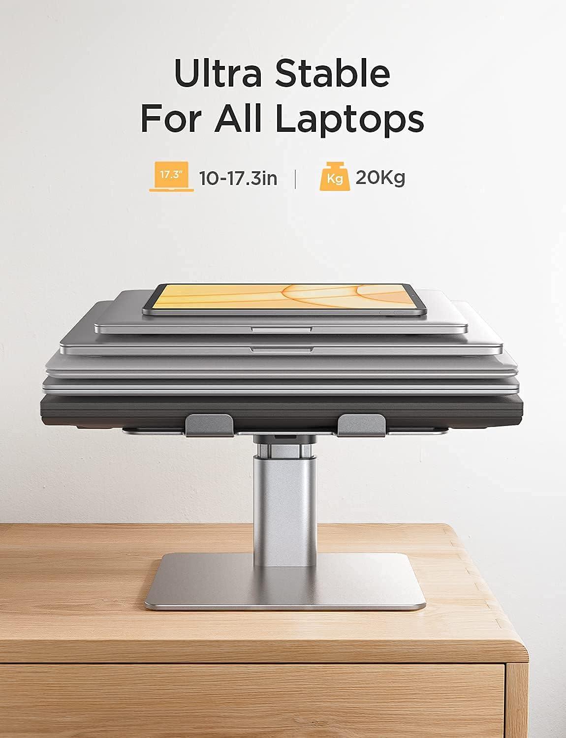 imageLISEN Laptop Stand Ergonomic Adjustable Aluminum Laptop Riser Computer Stand for Desk Ergonomic Height Angle Notebook Stand Mount Compatible with MacBook Air Pro Dell XPS iPad Pro 1017 Laptops