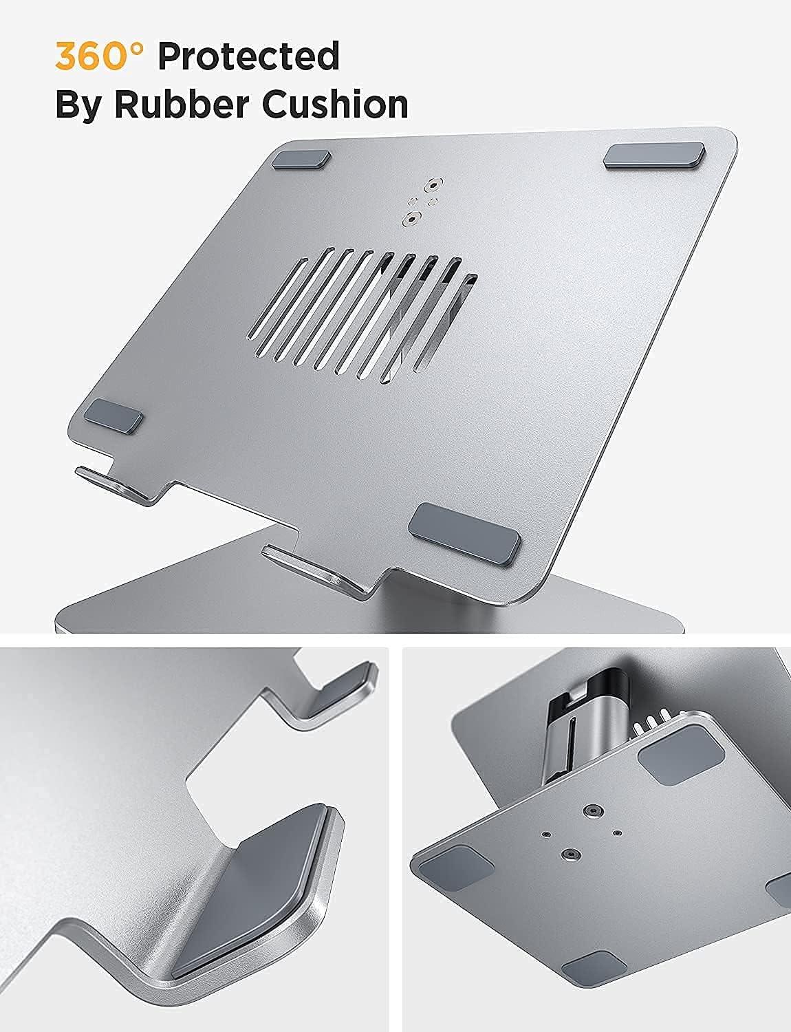 imageLISEN Laptop Stand Ergonomic Adjustable Aluminum Laptop Riser Computer Stand for Desk Ergonomic Height Angle Notebook Stand Mount Compatible with MacBook Air Pro Dell XPS iPad Pro 1017 Laptops