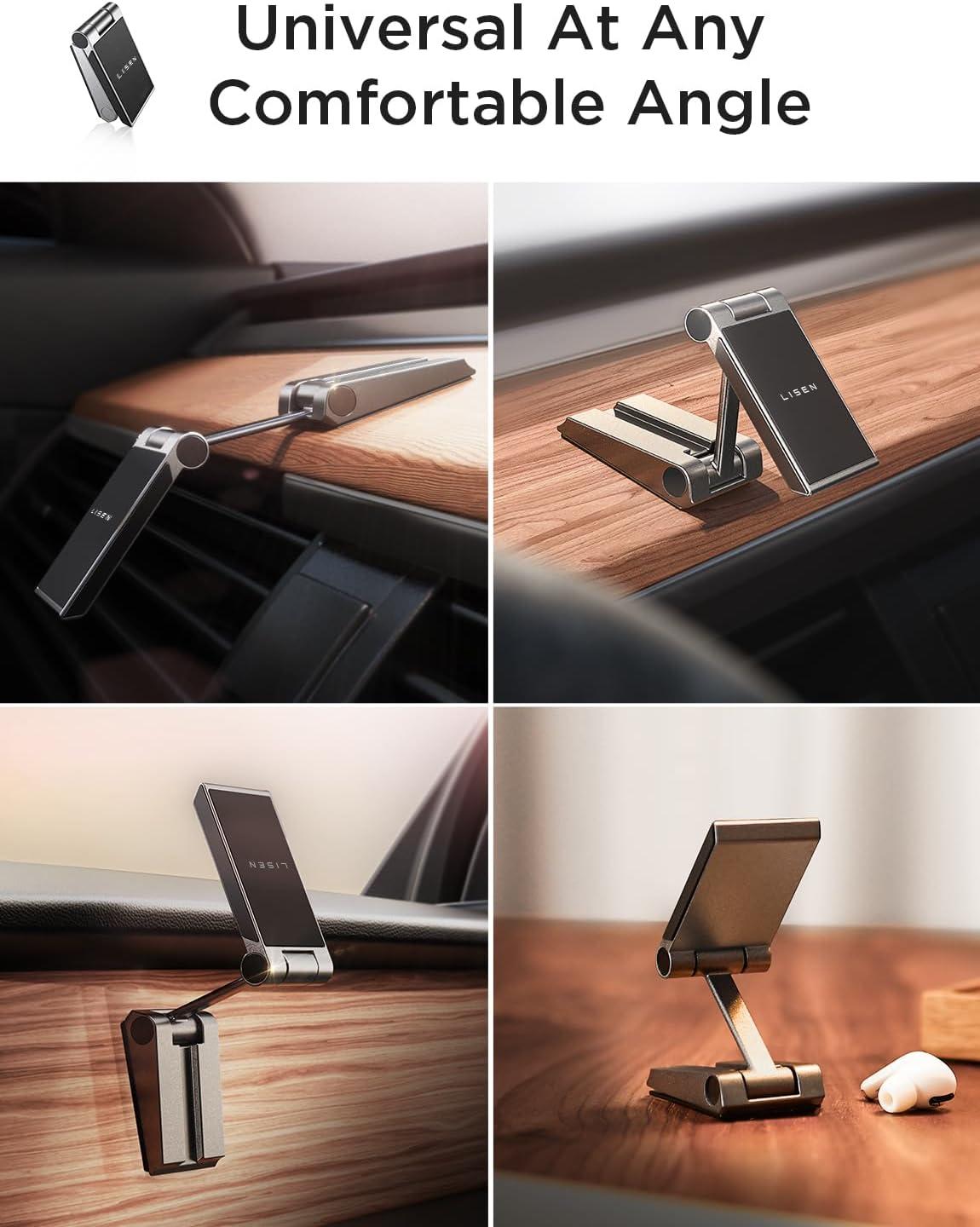 imageLISEN Magnetic Phone Holder for Car Foldable Dashboard Magnetic Car Phone Mount with Strong Magnet 360 Rotation Design Adhesive Base Compatible with iPhone 16Samsung S21 Gift for Men ampamp Women