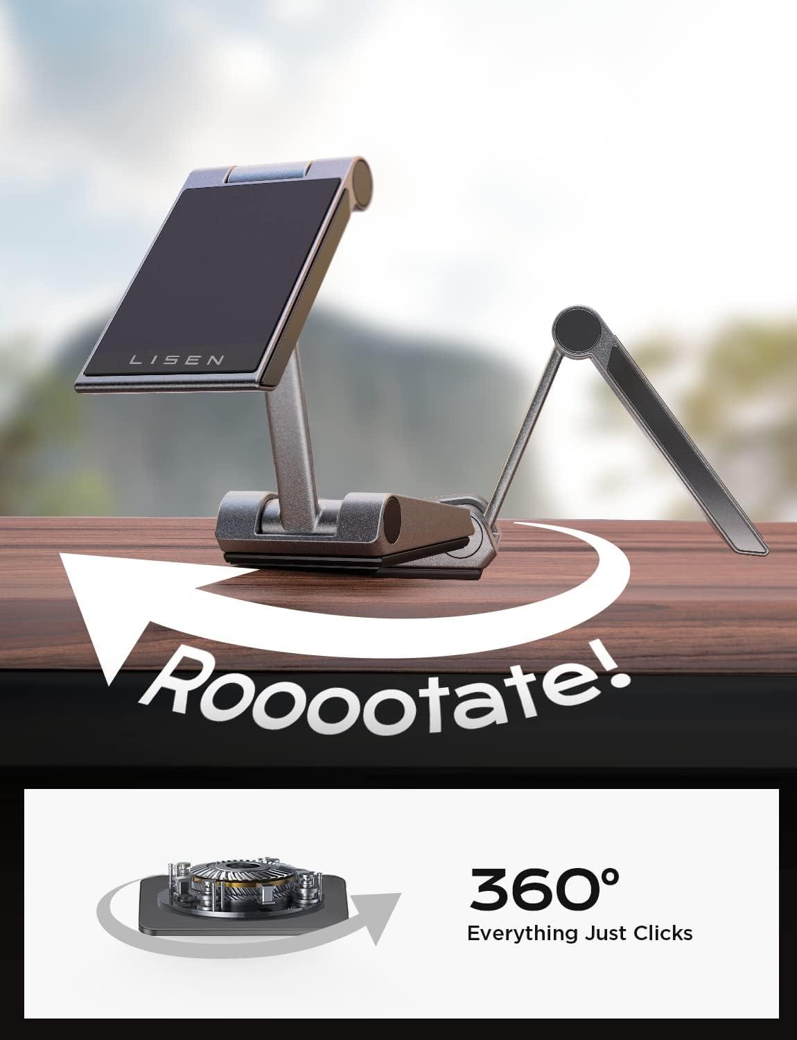 imageLISEN Magnetic Phone Holder for Car360 Rotate Alloy Folding Dash Phone HolderMetal Dashboard Magnetic Phone Mount with 2023 Super MagnetSuper StickerEasy InstallationCompatible with All Phones