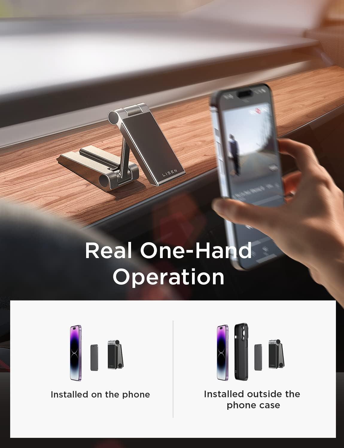 imageLISEN Magnetic Phone Holder for Car360 Rotate Alloy Folding Dash Phone HolderMetal Dashboard Magnetic Phone Mount with 2023 Super MagnetSuper StickerEasy InstallationCompatible with All Phones