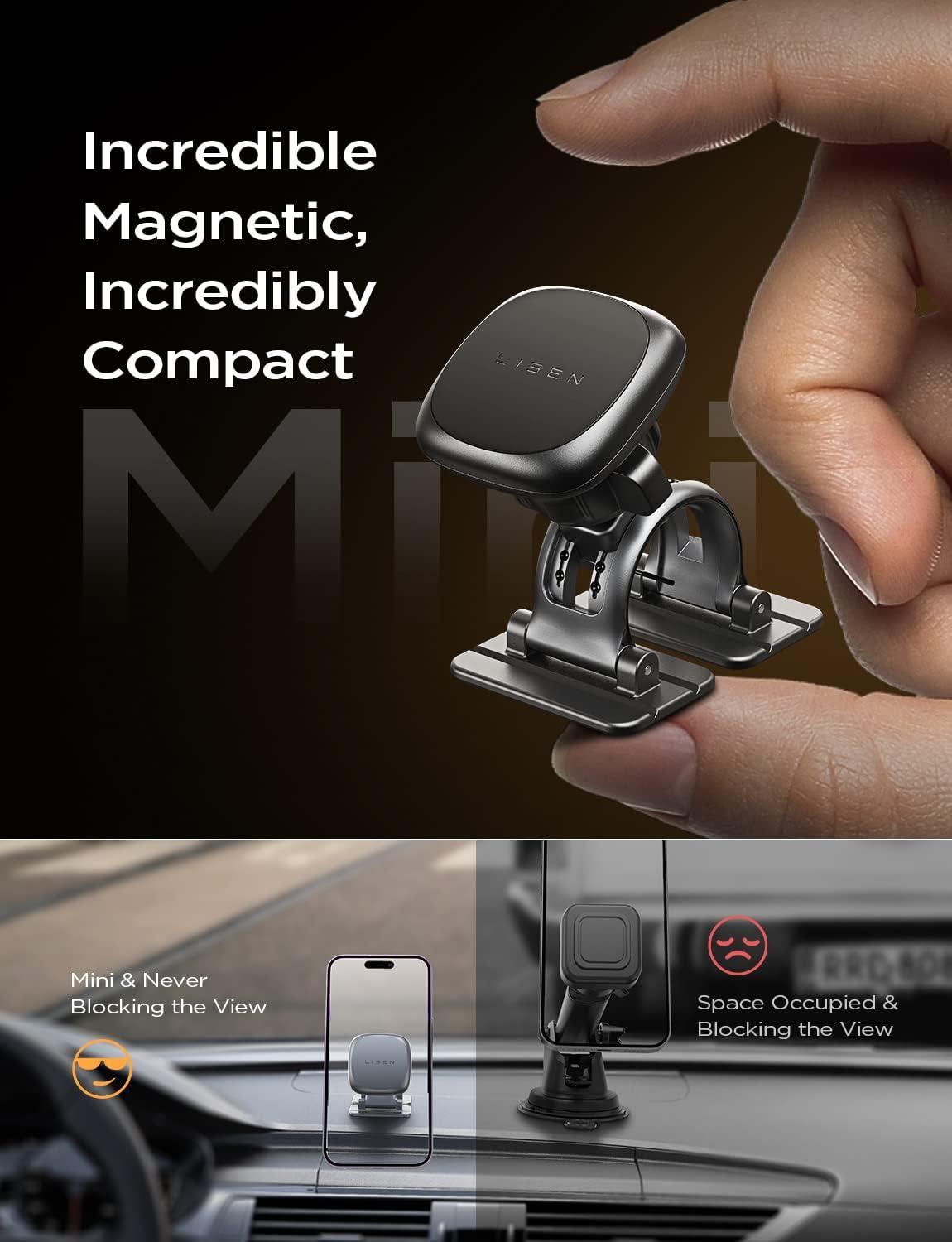 imageLISEN Magnetic Phone Mount 6 Strong Magnets Replaceable Base Car Vent Mount iPhone Holder Gift for Men ampamp Women