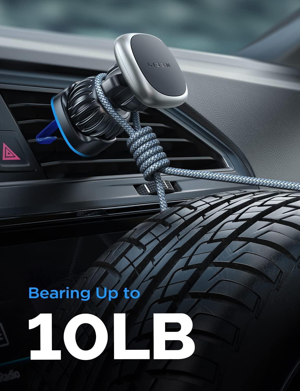 imageLISEN Magnetic Phone Mount for Car ampamp Tablets 6 Strong Magnets Replaceable Base  Compatible with All Smartphones  BlackSilver