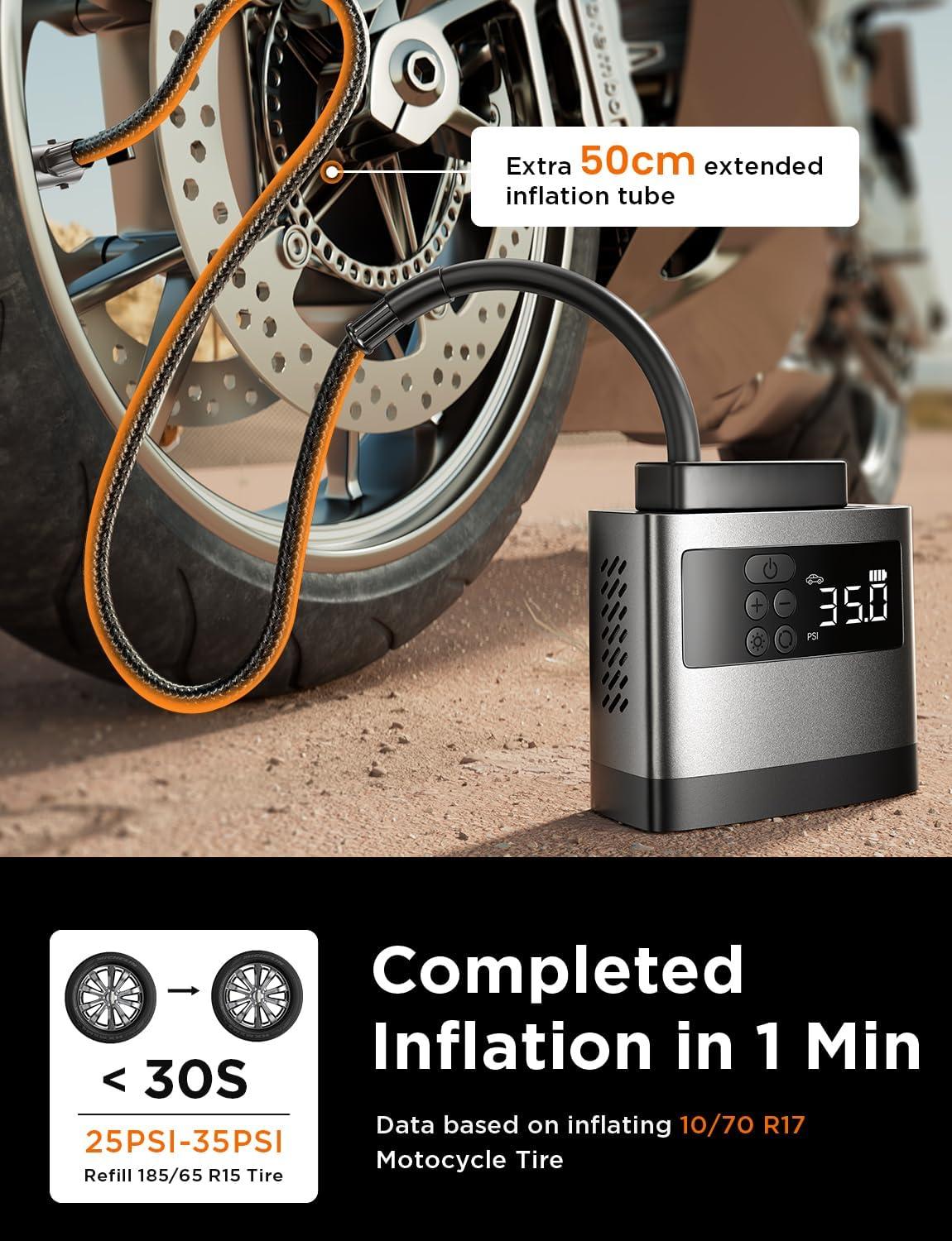 imageLISEN Tire Inflator Mini Bike Pump Cordless Air Pump Portable Air Compressor for Car Bike 150PSI with 6000mAh Battery Portable Air Pump for Bike