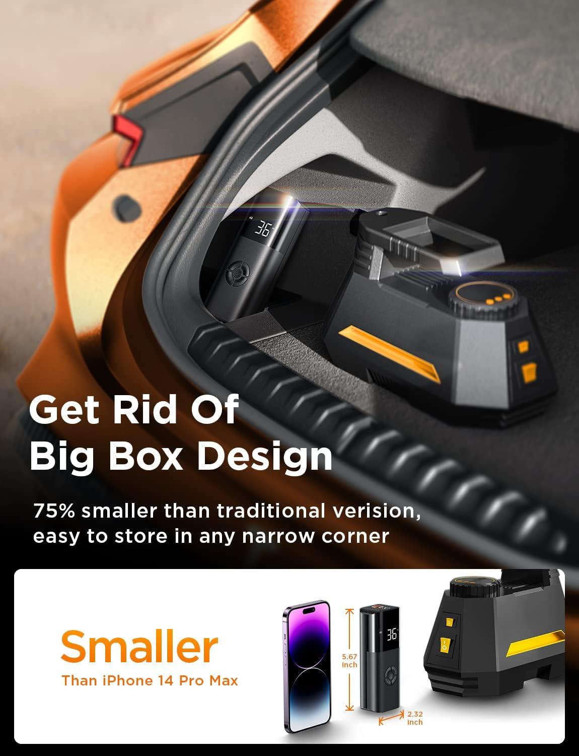 imageLISEN Tire Inflator Portable Air Compressor 12V Ultra Small Pump for Car Tires 38Lmin Inflate 150PSI LED Light Digital Inflator Not Applicable to Trucks