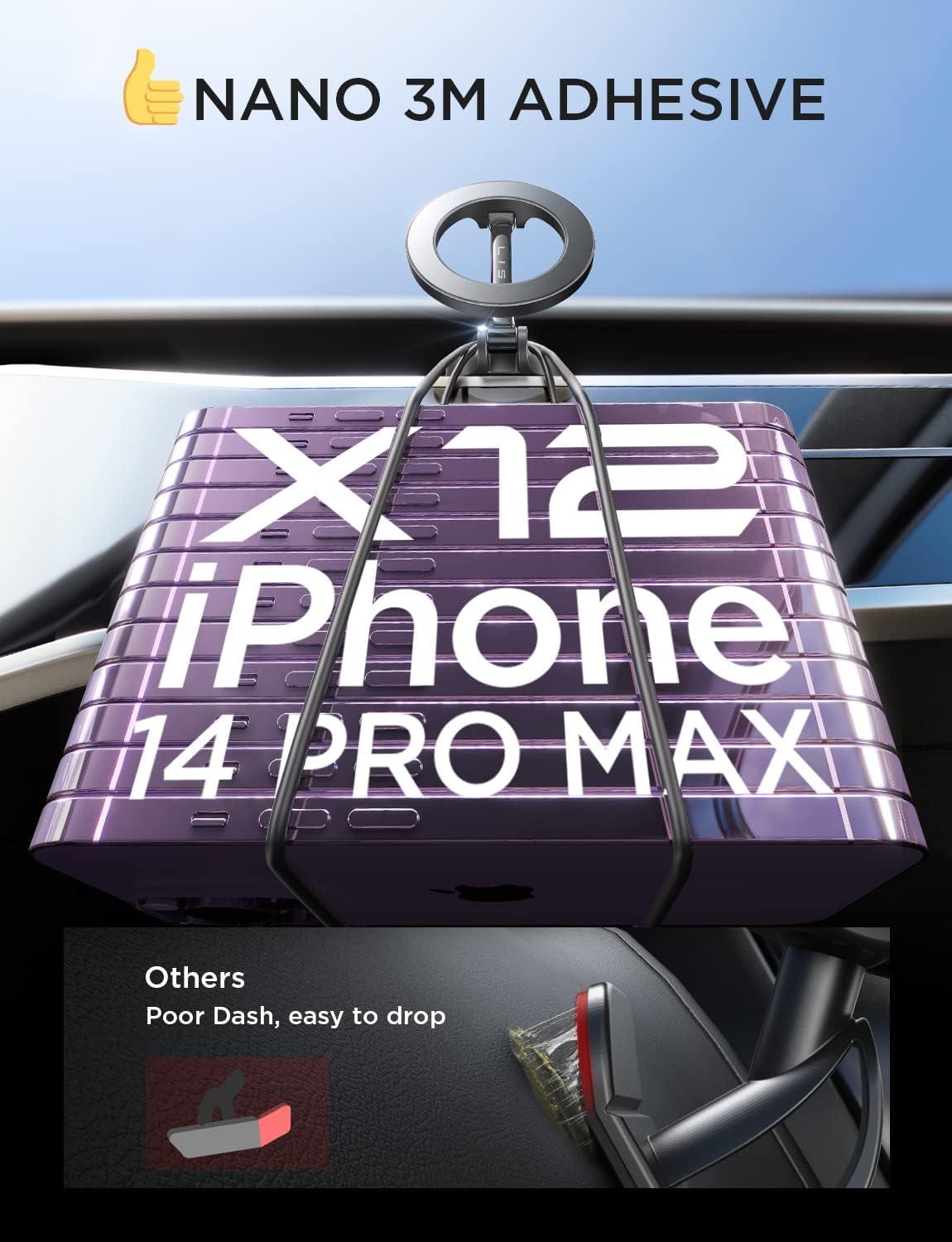 imageLISEN Ultra Magnetic Car Phone Holder for MagSafe Car Mount Car Accessories for iPhone MagSafe Car Mount Magnet Phone Holder for Car Fit for iPhone 16 15 14 13 Series and MagSafe Case BlackPink