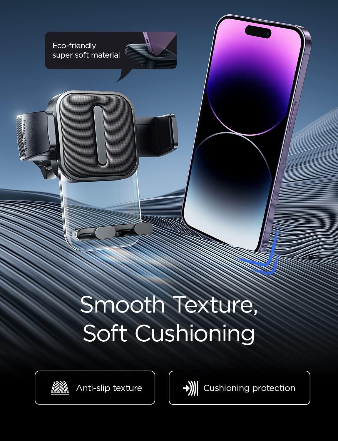imageLISEN Vent Phone Mount for Car Smooth Silicone Protection Universal Car Vent Phone Holder Mount for Car with Extension Clip for iPhone 16 15 14 13 12 11 X XR XS Pro Max Mini 8 7 6 Plus