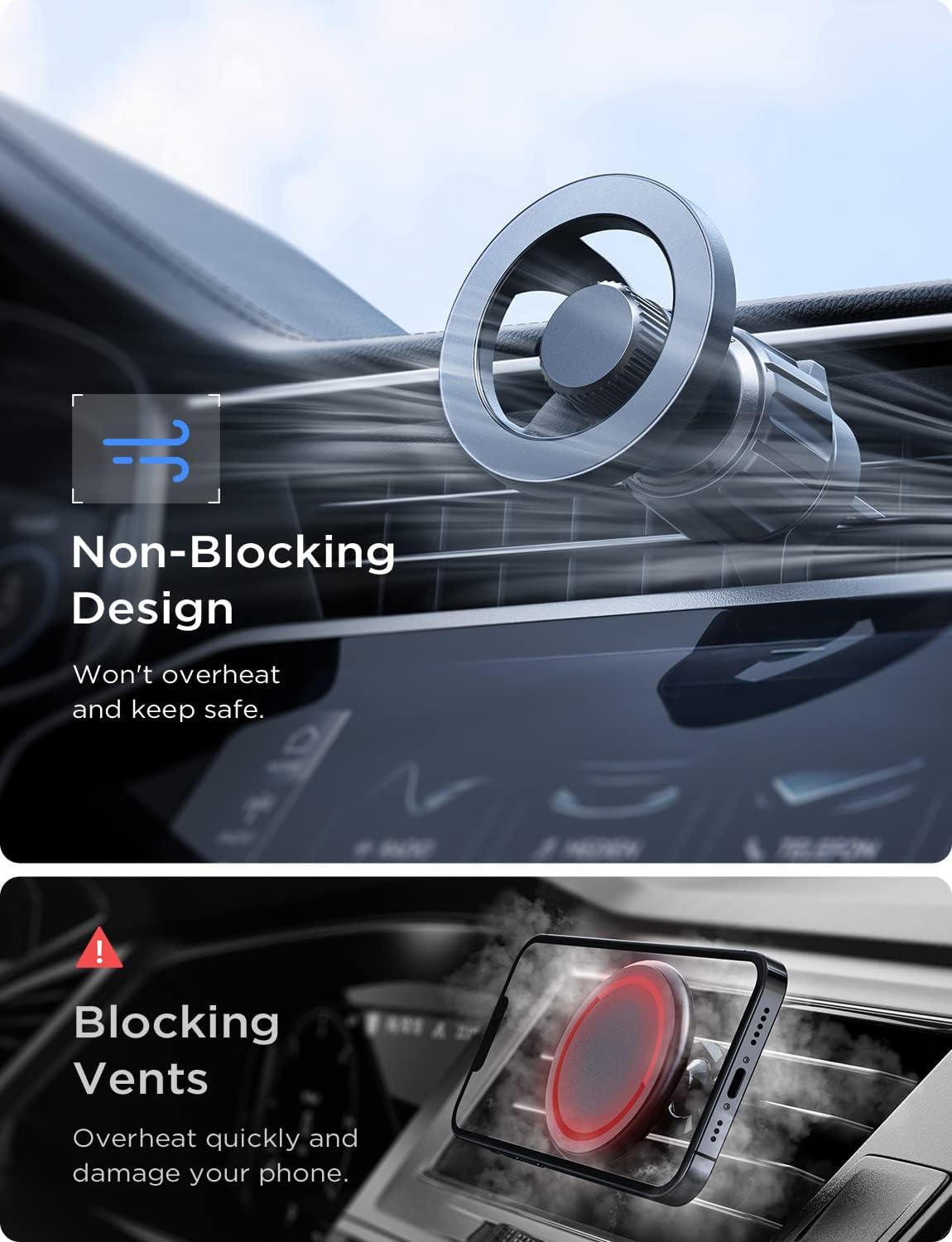 imageLISEN for MagSafe Car Mount Magnetic Car Phone Vent Mount Magnetic Car Phone Holder Hands Free Cell Phone Car Holder for Vent Fits for iPhone 16 15 14 13 12 Pro Max Plus Mini MagSafe Case RedRed