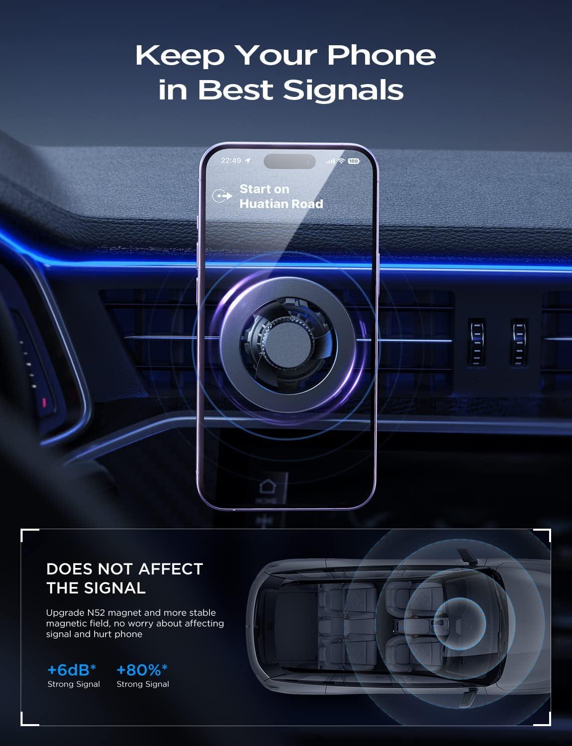 imageLISEN for MagSafe Car Mount Magnetic Car Phone Vent Mount Magnetic Car Phone Holder Hands Free Cell Phone Car Holder for Vent Fits for iPhone 16 15 14 13 12 Pro Max Plus Mini MagSafe Case RedRed
