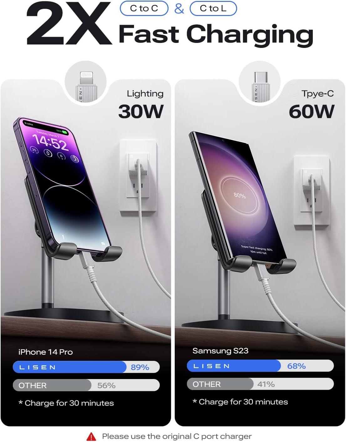 imageUSB C Wall Charger Block 30W GaN PD Fast Charger USBC Charger Adapter with USB C to Lighting for iPhone 141312 Pro Max and USB C to USB C Cable for iPad Pro