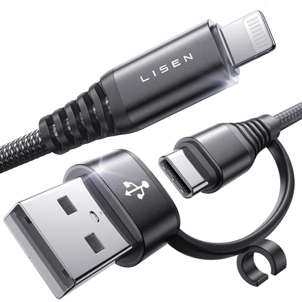 imageLISEN 2 Pack iPhone Charger Fast Charging Cord 2in16ft 30W USB C to Lightning Cable 24A USB to Lightning Cable for iPhone 14 Pro Max Plus 13 Pro1211XRS876 Air Pods ProWhite