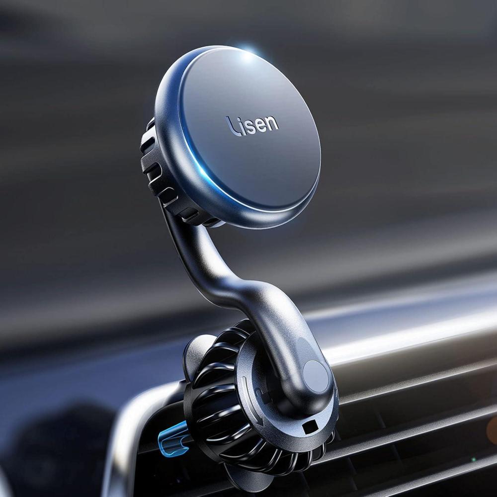 imageLISEN Magnetic Phone Holder for Car Mount Adjustable Phone Magnet for Car Enjoy Never Blocking Universal Air Vent Magnetic Car Cell Phone Holder Mount Fit for All 413 Tablets ampamp Smartphones