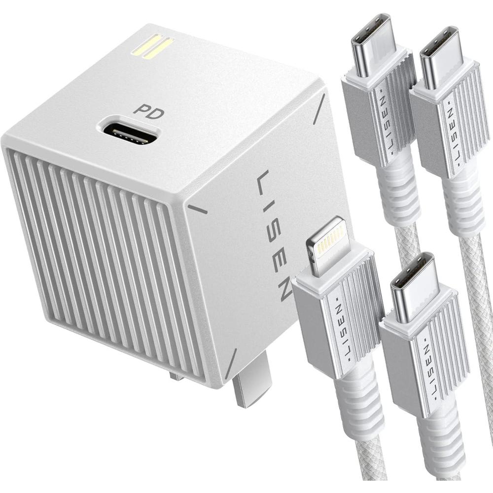 imageUSB C Wall Charger Block 30W GaN PD Fast Charger USBC Charger Adapter with USB C to Lighting for iPhone 141312 Pro Max and USB C to USB C Cable for iPad Pro