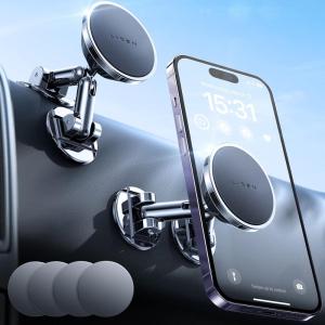 imageLISEN 2 Pack Magnetic Phone Holder for car Magnet car Mount for Cell Phone 10X Strong Magnets 360 Rotation Phone Holder for car Dashboard Mount fit for iPhone Samsung Google All Smartphones
