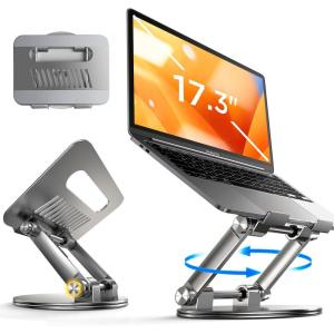 imageLISEN Adjustable Laptop Stand 360 Rotating Ergonomic Foldable ampamp Portable Computer Stand for Collaborative Work  Fits MacBookAll Laptops up to 16 inches