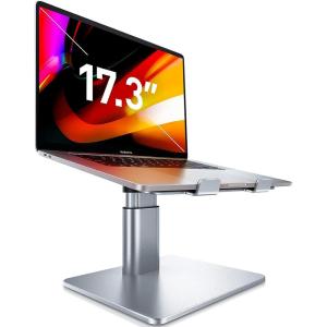 imageLISEN Laptop Stand Ergonomic Adjustable Aluminum Laptop Riser Computer Stand for Desk Ergonomic Height Angle Notebook Stand Mount Compatible with MacBook Air Pro Dell XPS iPad Pro 1017 Laptops