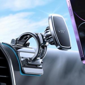 imageLISEN Magnetic Phone Holder Car Enjoy Never Fall Fit Magnetic Car Phone Mount Dashboard Curved Surfaces Easily Install 6X Super Adhesive Magnets Fit for All Phone with 3 Metal Plates