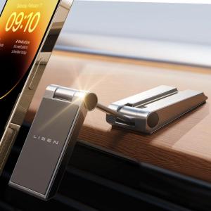 imageLISEN Magnetic Phone Holder for Car Foldable Dashboard Magnetic Car Phone Mount with Strong Magnet 360 Rotation Design Adhesive Base Compatible with iPhone 16Samsung S21 Gift for Men ampamp Women