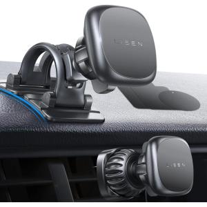 imageLISEN Magnetic Phone Mount for Car ampamp Tablets 6 Strong Magnets Replaceable Base  Compatible with All Smartphones  BlackBlack