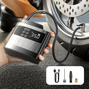 imageLISEN Tire Inflator Mini Bike Pump Cordless Air Pump Portable Air Compressor for Car Bike 150PSI with 6000mAh Battery Portable Air Pump for Bike