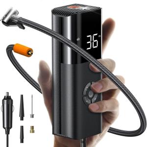 imageLISEN Tire Inflator Portable Air Compressor 12V Ultra Small Pump for Car Tires 38Lmin Inflate 150PSI LED Light Digital Inflator Not Applicable to Trucks