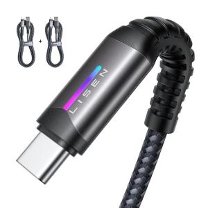 imageLISEN USB C Charger Cable for iPhone 16 2 Pack 32A USB A to USB C Charger Cable Fast Charging Cord with LED Light Compatible with iPhone 1616 Pro16 Pro Max15 PlusSamsung Galaxy S23 33FT33FT33 Feet
