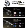 imageLISEN 90W iPhone 15 Car Charger 45WPDQC30 Fast Charging Cigarette Lighter USB Charger with 2IN1 Type CLightning Coiled Cable 5FT Certified USB C Car Charger for iPhone 15 Pro Max 14Samsung S23