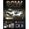 imageLISEN 90W iPhone 15 Car Charger 45WPDQC30 Fast Charging Cigarette Lighter USB Charger with 2IN1 Type CLightning Coiled Cable 5FT Certified USB C Car Charger for iPhone 15 Pro Max 14Samsung S23