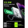 imageLISEN Magsafe Wireless Power Bank for iPhone 16 Icemag Power Bank 10000mah Builtin Cable Pack Power Bank Fast Charging 225W Portable Charger with Apple Watch Charger Fits iPhone 16 15 14 Pro Plus